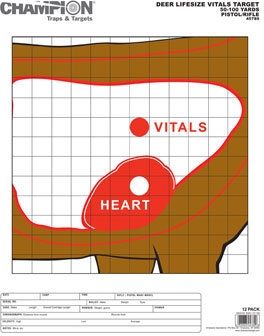 Champion Paper Deer Vitals Target, 12 pack by USA Champion Traps & Targets Shooting Paper Targets