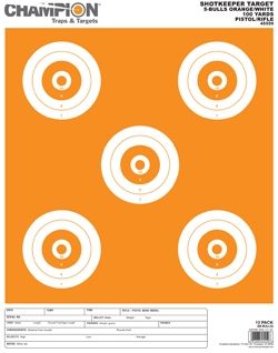 Champion Shotkeeper Targets White/Orange 5-Bullseye Large - 12 Pack