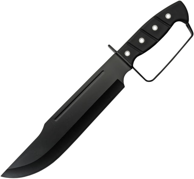 China Made Backyard D-Guard Bowie Knife 10" black finish 420 stainless clip point blade Black rubberized ABS handle - China Made