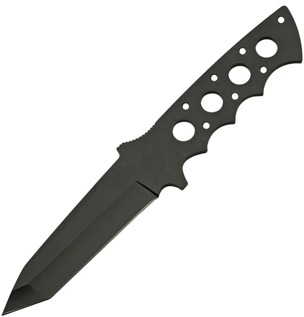 China Made Black Hole Hunter Knife 4.5" black finish 420 stainless tanto blade Finger grooved handle - China Made