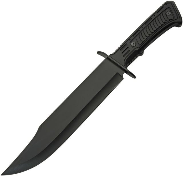 China Made Black Tech Bowie Knife 9.5" black finish 420 stainless clip point blade Black rubberized ABS handle