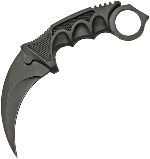 China Made Fixed Blade Karambit Fixed Blade Knife 7.13in Overall 3.5in Black SS Karambit Blade Black Finger Grooved ABS Handle Finger Ring Glass - China Made
