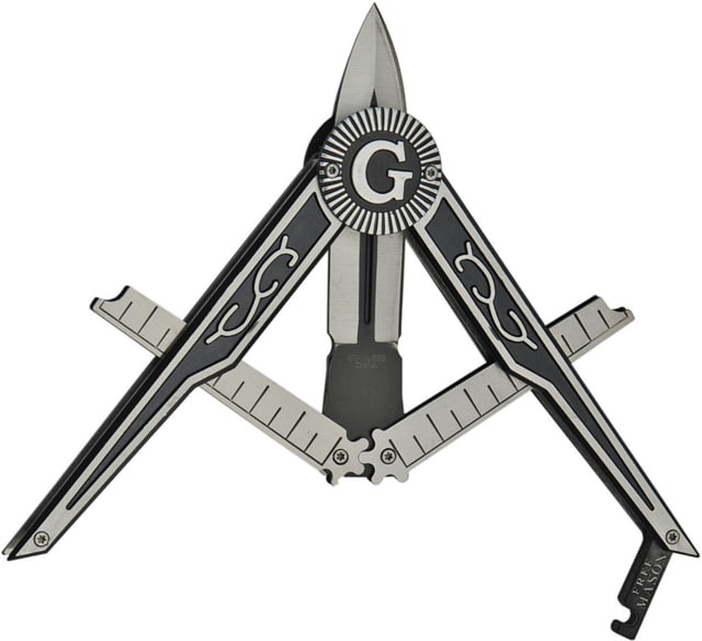 China Made Masonic Paratrooper Folding Knife 3.5" two-tone finish stainless blade Black and silver aluminum handle - China Made