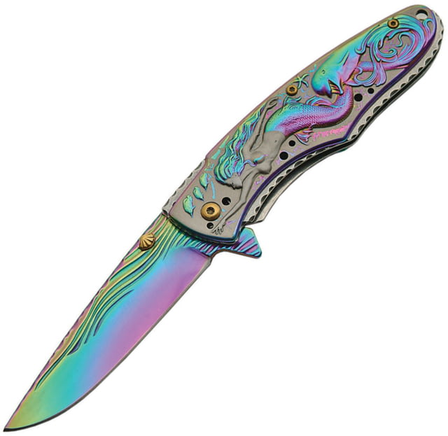 China Made Mermaid Linerlock Spectrum A/O Folding Knife3.5inStainless SteelStandard EdgeSpectrum and Satin - China Made