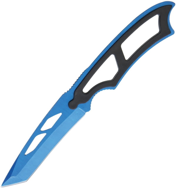 China Made Neck Knife Blue Blade Fixed Blade Knife 6.75in Overall 3in Blue Titanium Coated SS Tanto Blade Black ABS Handle Black ABS Neck Sheath Black - China Made