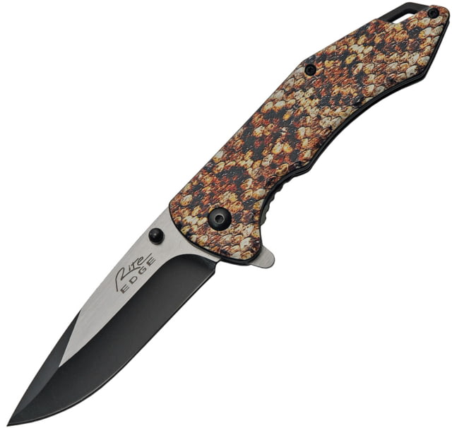 China Made Snakeskin Linerlock Folding Knife 3.5" two-tone finish stainless blade Aluminum handle - China Made