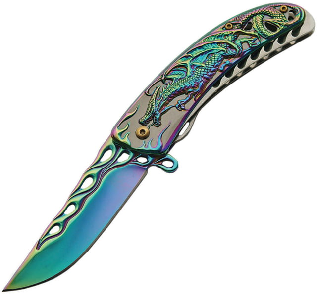China Made Titanium Folder Rainbow A/O Folding Knife3.5inStainless SteelStandard EdgeSpectrum and Satin - China Made