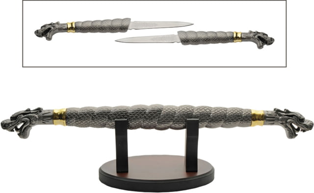China Made Twin Dragon Swords w Stand CN - 