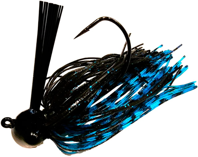 Chompers Skirted Football Jig 1/4 oz - 2 Pack Black/Blue Flash