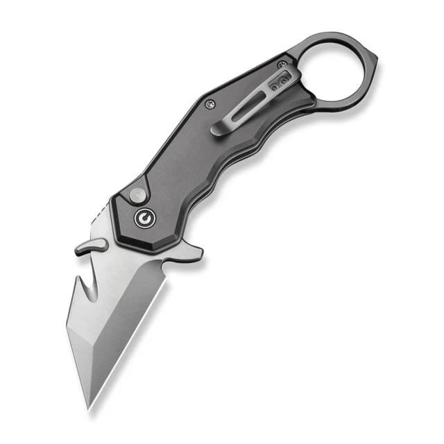 CIVIVI Amaroq Flipper & Thumb Stud & Button Lock Knife Gray Aluminum Handle 2.11inch Satin Finished Nitro-v Blade