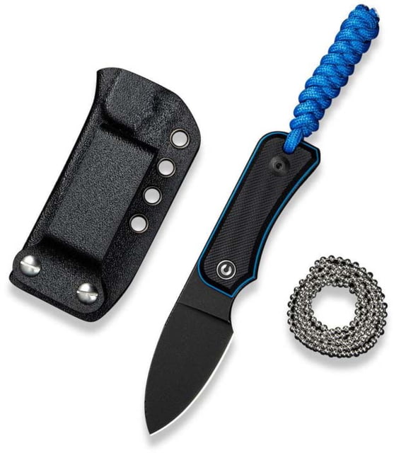 CIVIVI Baby Banter Fixed Blade Knife 2.39 in Nitro-V Steel Black Stonewashed Blade Drop Point Blade G10 Black/Blue Handle