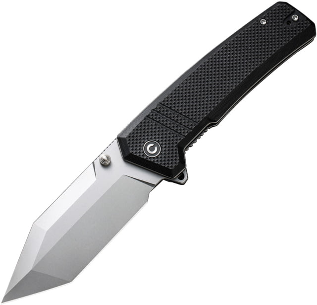 CIVIVI Bhaltair Black G10 Folding Knife 5in Closed 4in Stonewash 14C28N Sandvik SS Tanto Blade Black G10 Handle Nylon Case - Civivi