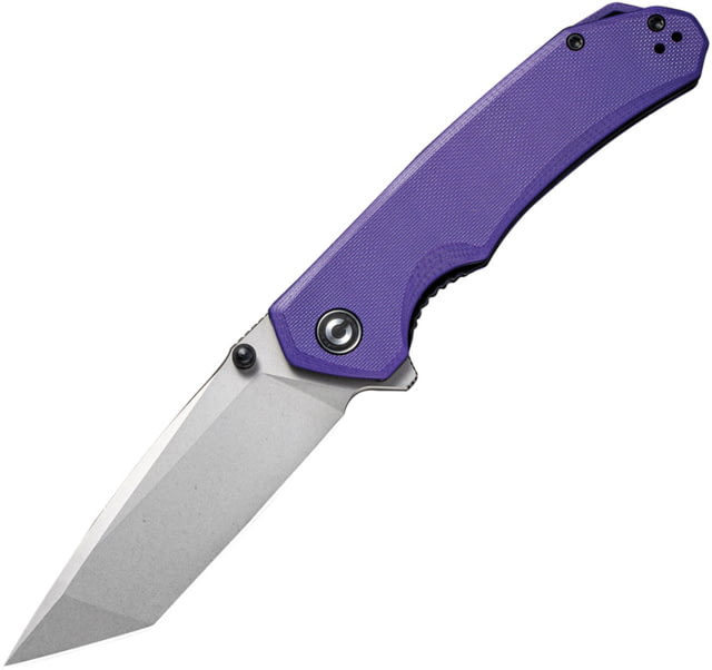 CIVIVI Brazen Linerlock Folding Knife 3.5" stonewash finish D2 tool steel tanto blade Purple G10 handle