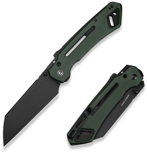 CIVIVI Buster Fg Thumb Stud & Superlock Knife Green Canvas Micarta Handle 4.2inch Black Stonewashed Nitro-v Blade - Civivi