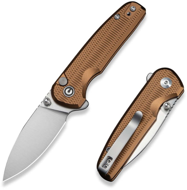 CIVIVI Mini Shakan Folding Knife 2.48 in Nitro V Steel Drop Point Blade Coyote Brown Aluminum Handle