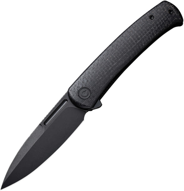 CIVIVI Caetus Black Burlap Folding Knife 4.5in Closed 3.5in Black Stonewash 14C28N Sandvik Spear Point Blade Black Burlap Micarta Handle Nylon Case
