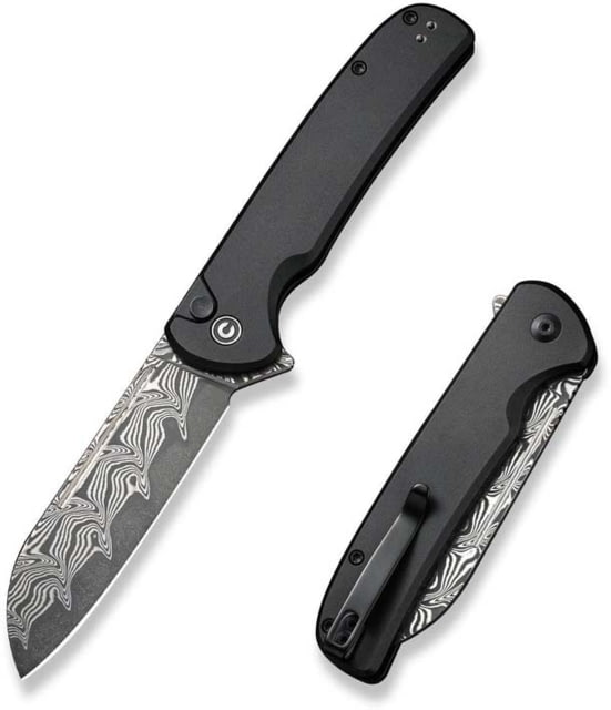 CIVIVI Chevalier Ii Flipper & Button Lock Knife Aluminum Handle 3.47inch Damascus Blade - CIVIVI Knives