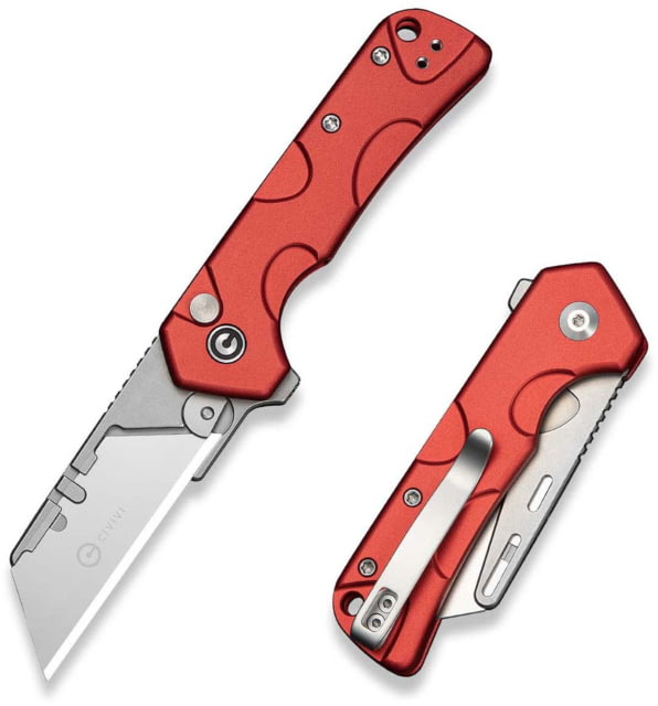 CIVIVI Pulsara Utility Folding Knife 2.44in 6Cr13 Square Utility Red Aluminum Handle