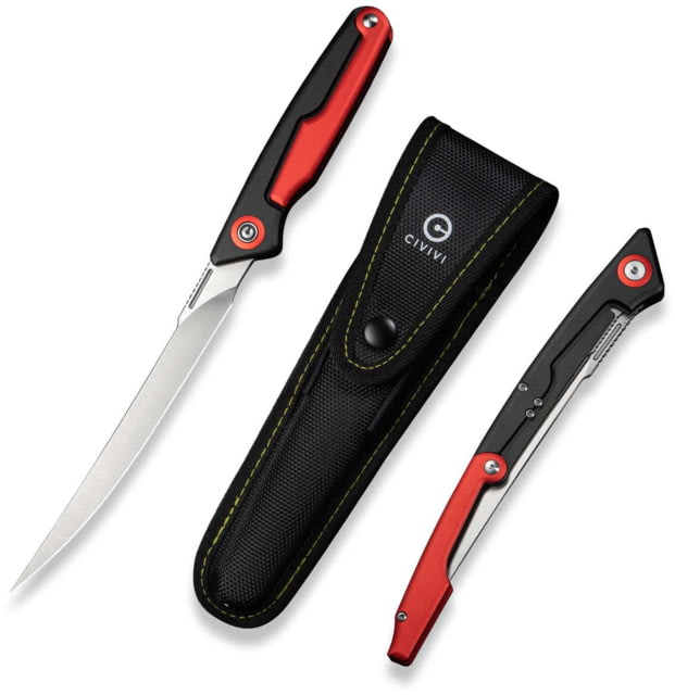 CIVIVI Shawka Fillet Folding Knife 5.81in 14C28N Fillet Aluminum Black/Red Handle