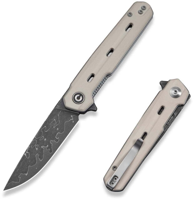 CIVIVI Navo Flipper Knife Ivory G10 Handle 3.25inch Damascus Blade - Civivi