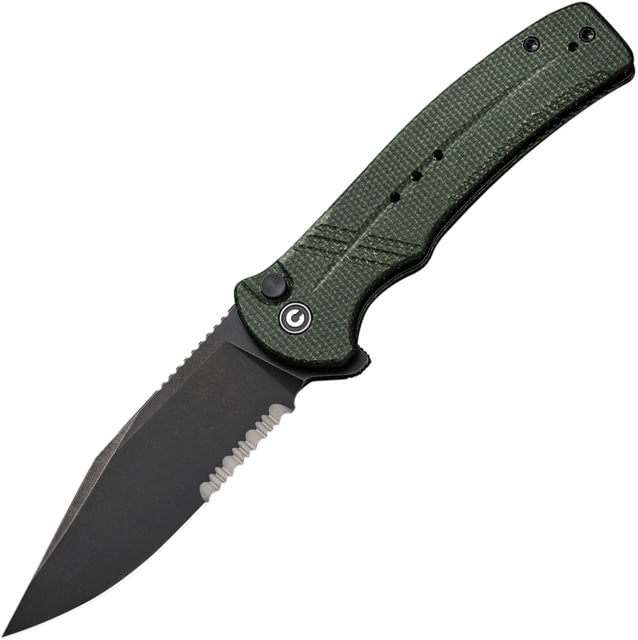 CIVIVI Cogent Button Lock Grn Micarta 3.50 in Folding Knife Green micarta