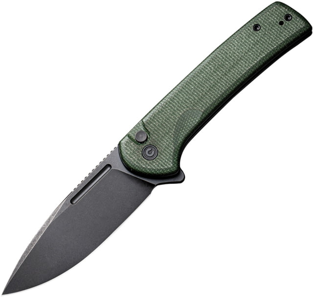 CIVIVI Conspirator Button Lock 3.50 in Folding Knife Green canvas micarta