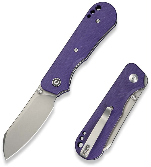CIVIVI Crabby Thumb Stud 2.7in Folding Knife G10 Purple Handle 14C28N Blade Stonewash Liner Lock - Civivi