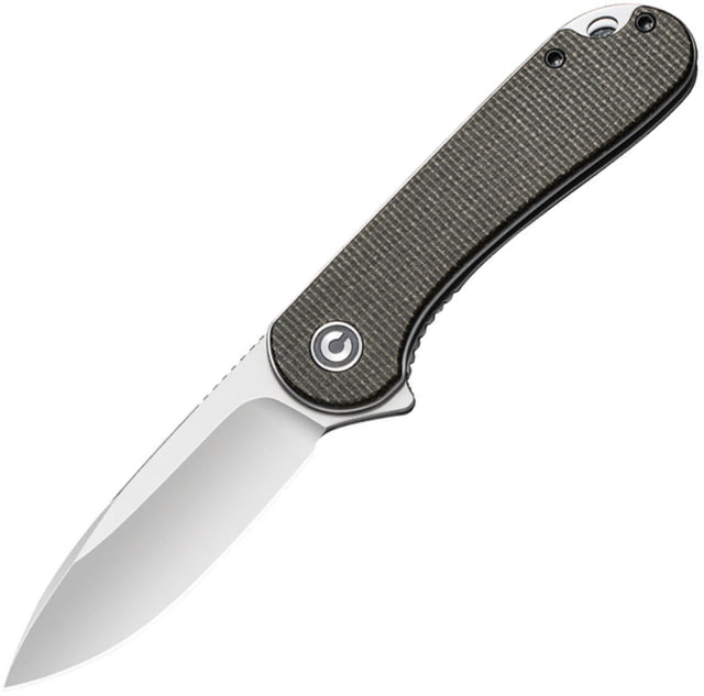 CIVIVI Elementum Linerlock Grn Mic Folding Knife 3" satin finish D2 tool steel blade Dark green canvas micarta handle - Civivi