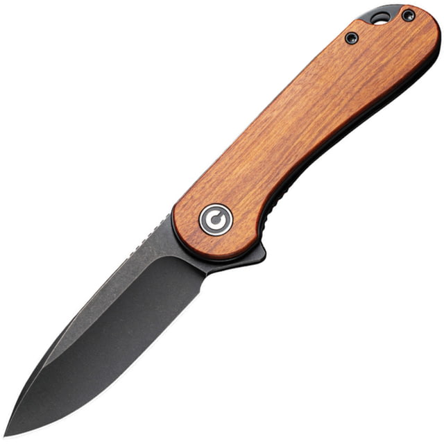 CIVIVI Elementum Linerlock Wood Folding Knife 3" black stonewash finish D2 tool steel blade Cuibourtia wood handle - Civivi