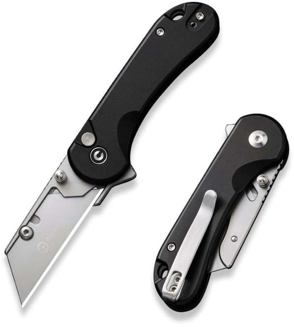 Civivi Knives Elementum Utility All Purpose Utility Plain 6Cr13 Stainless Steel Blade Black Aluminum Handle 3 Blades & Pouch