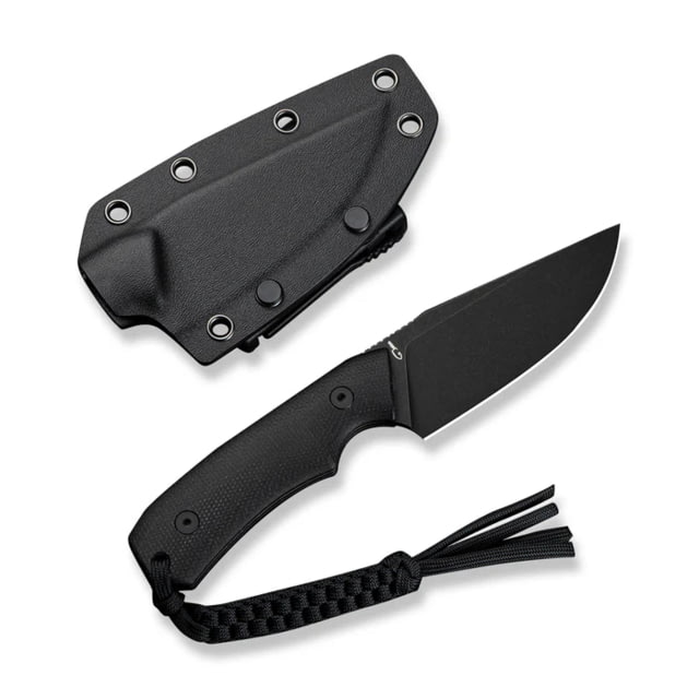 CIVIVI Gander Fixed Blade Knife Black Canvas Micarta Contoured Handle 3.63inch Black Stonewashed 14c28n Blade