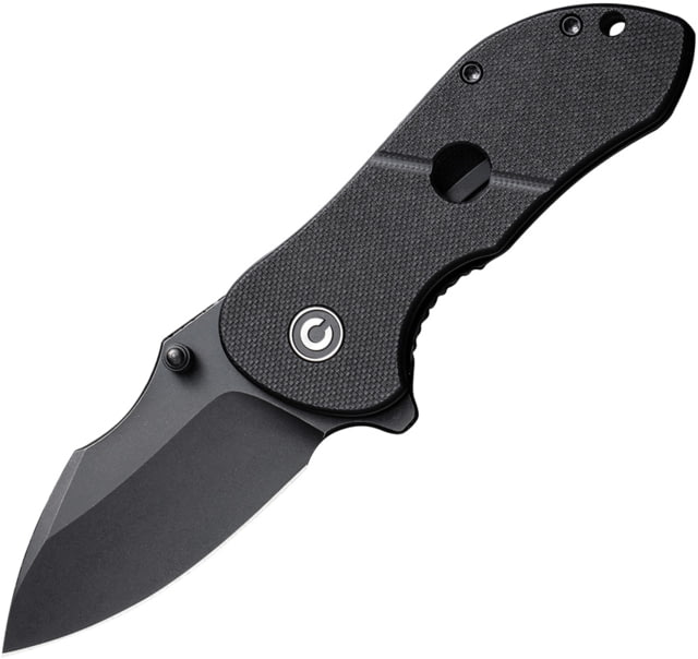 CIVIVI Gordo Black Folding Knife 3.5in Closed 2.5in Black Stonewash D2 Tool Steel Blade Black G10 Handle Black Nylon Belt Sheath - Civivi