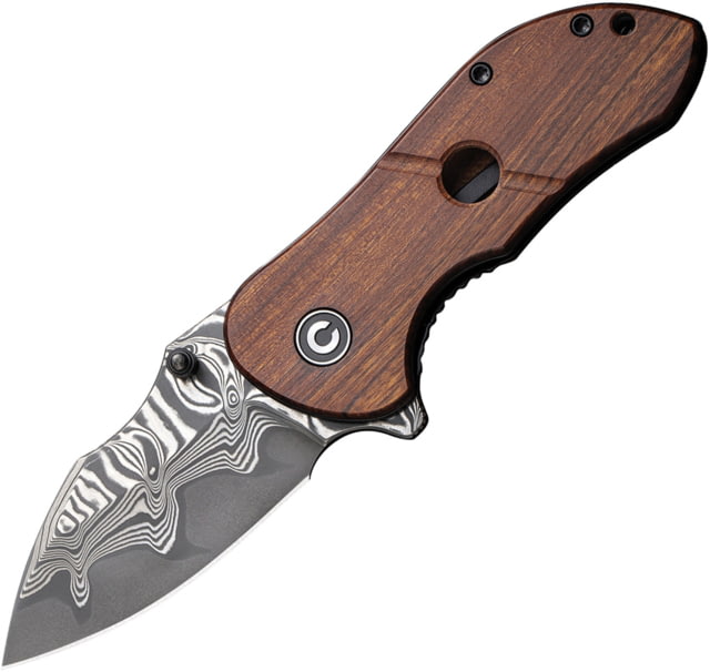 CIVIVI Gordo Wood Folding Knife 3.5in Closed 2.5in Damascus Steel Blade Brown Wood Handle - Civivi