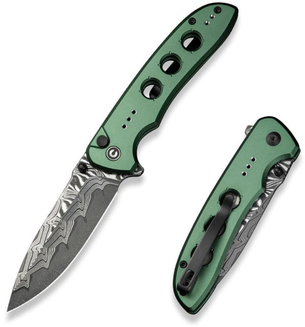 CIVIVI Hyperpulse Flipper & Thumb Stud & Button Lock Knife Aluminum Handle 3.5inch Damascus Blade - Civivi