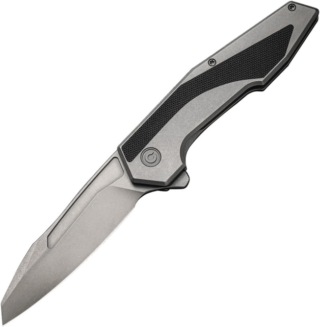 CIVIVI Hypersonic Black Folding Knife 4.75in Closed 3.75in Stonewash 14C28N Sandvik SS Blade Stonewash SS Handle w/ Black G10 Inlay - Civivi