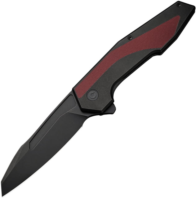 CIVIVI Hypersonic Red Folding Knife 4.75in Closed 3.75in Black Stonewash 14C28N Sandvik SS Blade Black Stonewash SS Handle w/ Burgundy G10 Inlay - Civivi