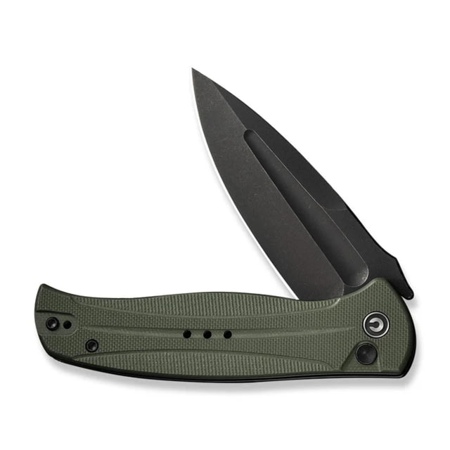 Civivi Knives Incindie 3.48" Folding Spear Point Plain Black Stonewashed 14C28N Steel Blade OD Green Textured G10 Handle - Civivi