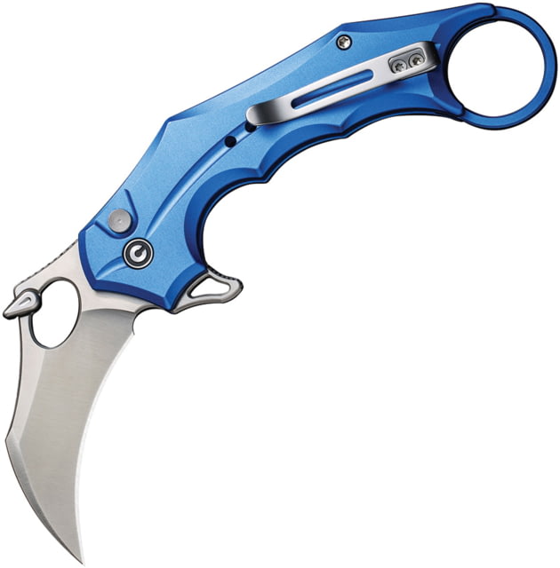 CIVIVI Incisor II Blue Folding Knife 5in Closed 2in Satin Nitro V Steel Karambit Blade Blue Anodized Aluminum Handle Black Nylon Belt Sheath - CIVIVI Knives