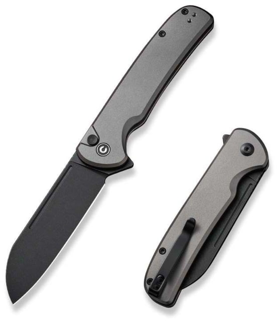 CIVIVI Chevalier Folding Knife 3.4in Carbon Steel Sheepsfoot Blade Aluminum Gray Handle - Civivi