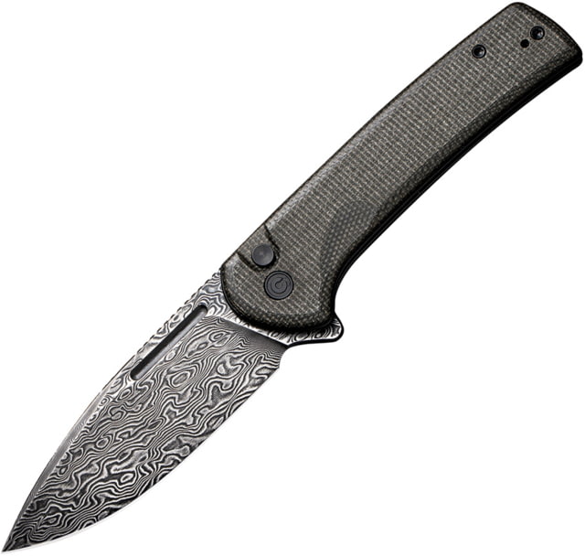CIVIVI Conspirator Folding Knife 3.48in Damascus Blade Micarta Handle Green/Black - Civivi