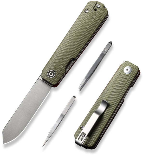 CIVIVI Sendy Folding Knife 2.83 in Carbon Steel G-10 Milled Green/Red