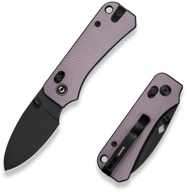 Civivi Knives Baby Banter 2 2.34": Folding Drop Point Plain Black Stonewashed Nitro-V Steel Blade Purple Textured Aluminum Handle - Civivi