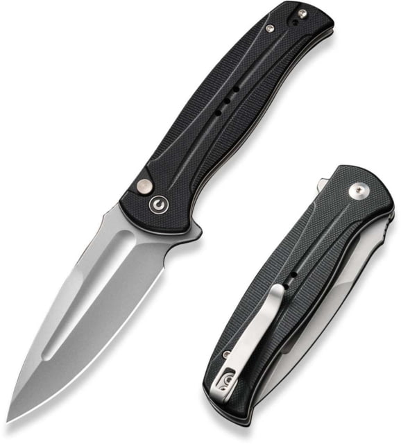 Civivi Knives Incindie 3.48" Folding Spear Point Plain Stonewashed 14C28N Steel Blade Black Textured G10 Handle - Civivi