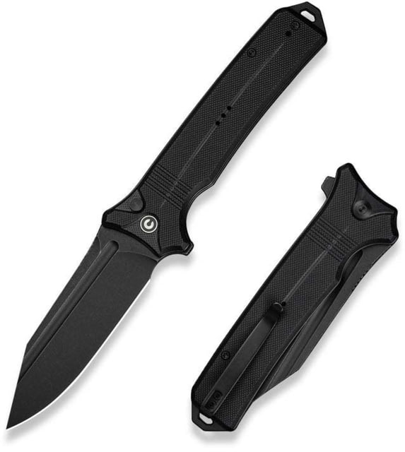 Civivi Knives Neurohaptic EDC 3.74" Folding Clip Point Plain Black Stonewashed Nitro-V Steel Blade Black Textured G10 Handle - Civivi