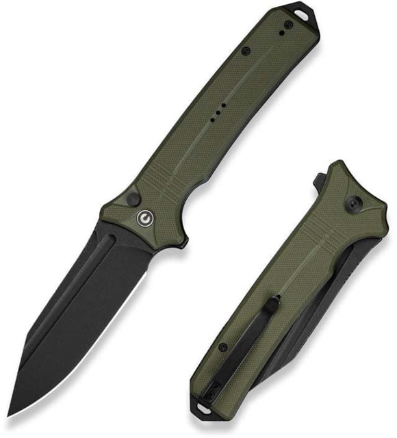 Civivi Knives Neurohaptic EDC 3.74" Folding Clip Point Plain Black Stonewashed Nitro-V Steel Blade OD Green Textured G10 Handle - Civivi