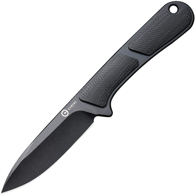 CIVIVI Mini Elementum G10 Fixed Blade Knife 5in Overall 2.25in Black Stonewash Nitro V Steel Blade Black G10 Handle Black Kydex Neck Sheath - Civivi