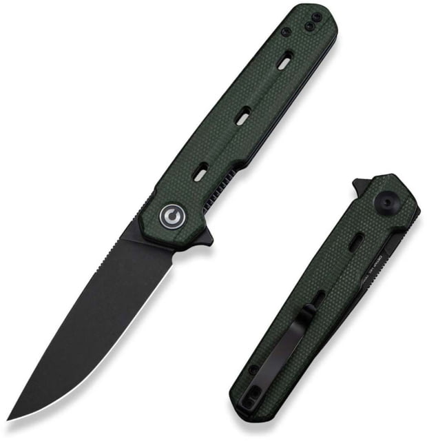 CIVIVI Navo Flipper Knife Green Canvas Micarta Handle 3.25inch Black Stonewashed Nitro-v Blade - Civivi