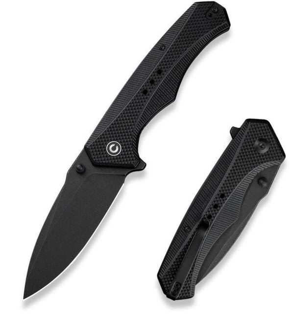 CIVIVI Photonix Flipper & Thumb Stud Knife Black Coarse G10 Handle 3.7inch Black Stonewashed 14c28n Blade - Civivi