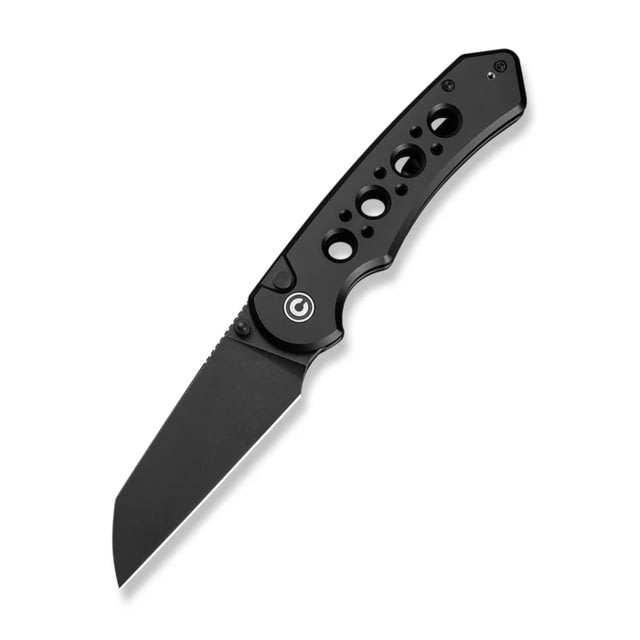 CIVIVI Pragma Prime Thumb Stud & Button Lock Knife Black Aluminum Handle 3.49inch Black Stonewashed 14c28n Blade - Civivi
