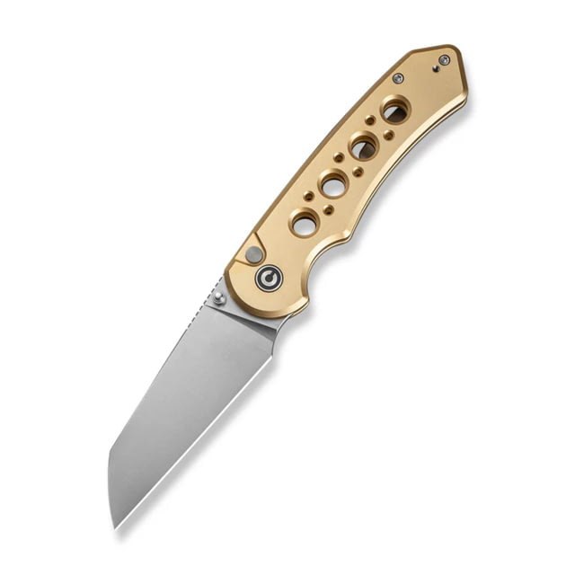 CIVIVI Pragma Prime Thumb Stud & Button Lock Knife Champagne Aluminum Handle 3.49inch Satin Finished 14c28n Blade - Civivi